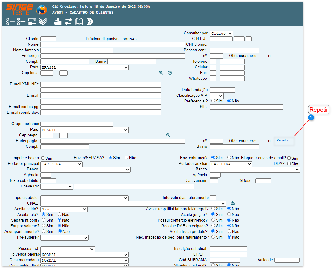 Cadastros Comerciais (Têxtil)